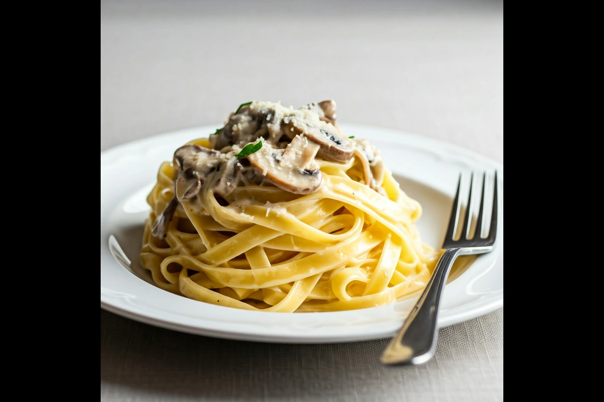  Tagliolini pasta with creamy mushroom sauce