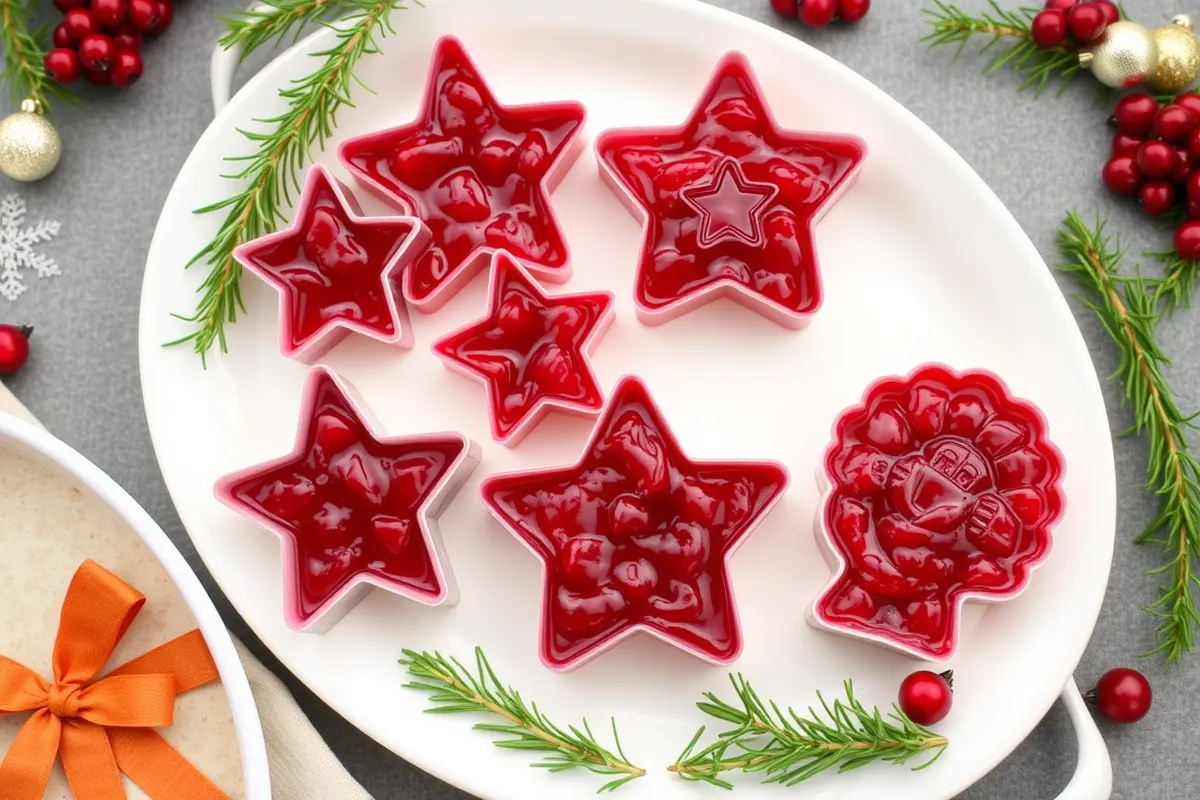 Cookie cutter-shaped cranberry sauce designs