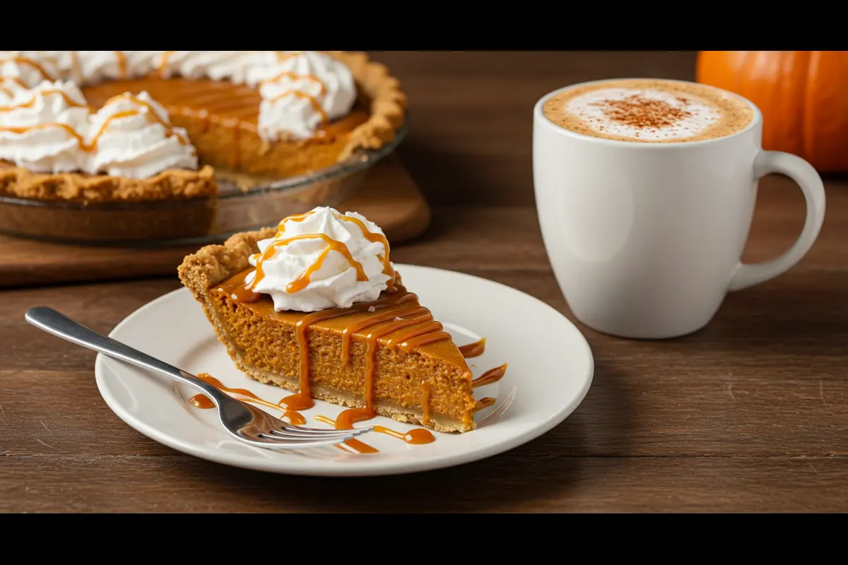 Salted Caramel Pumpkin Pie Slice with Whipped Cream