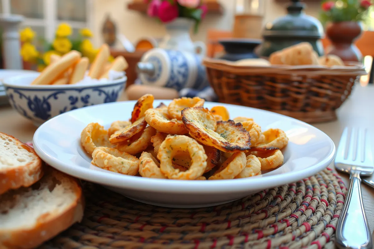 Boquerones fritos plated with bread.