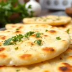 Flatbreads made with cottage cheese, no eggs, garnished with herbs.