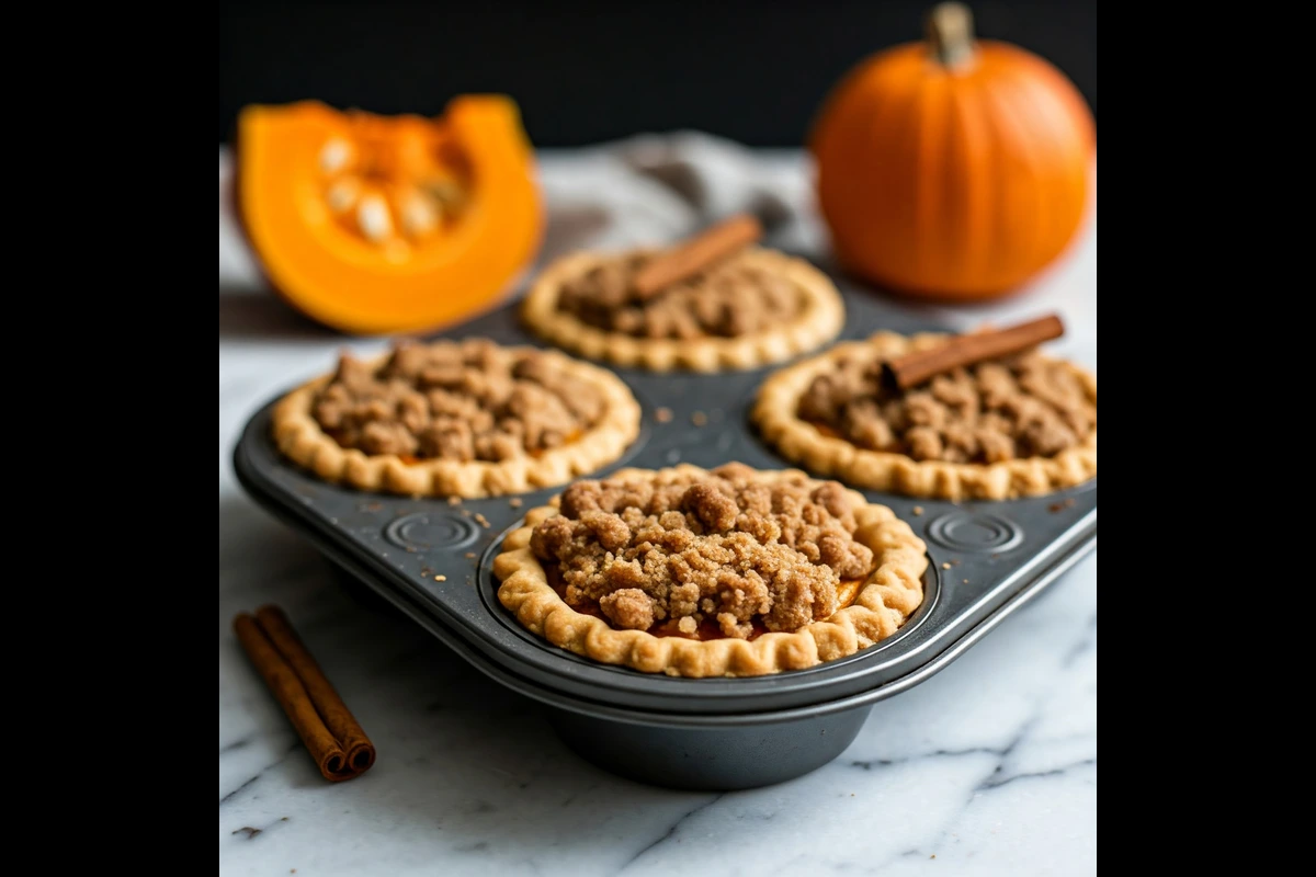 Mini Milk Bar Pumpkin Pies in a muffin tin