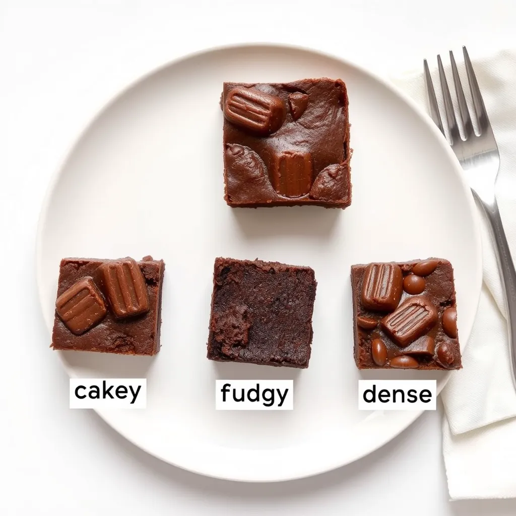 Comparison of cakey, fudgy, and dense brownies.