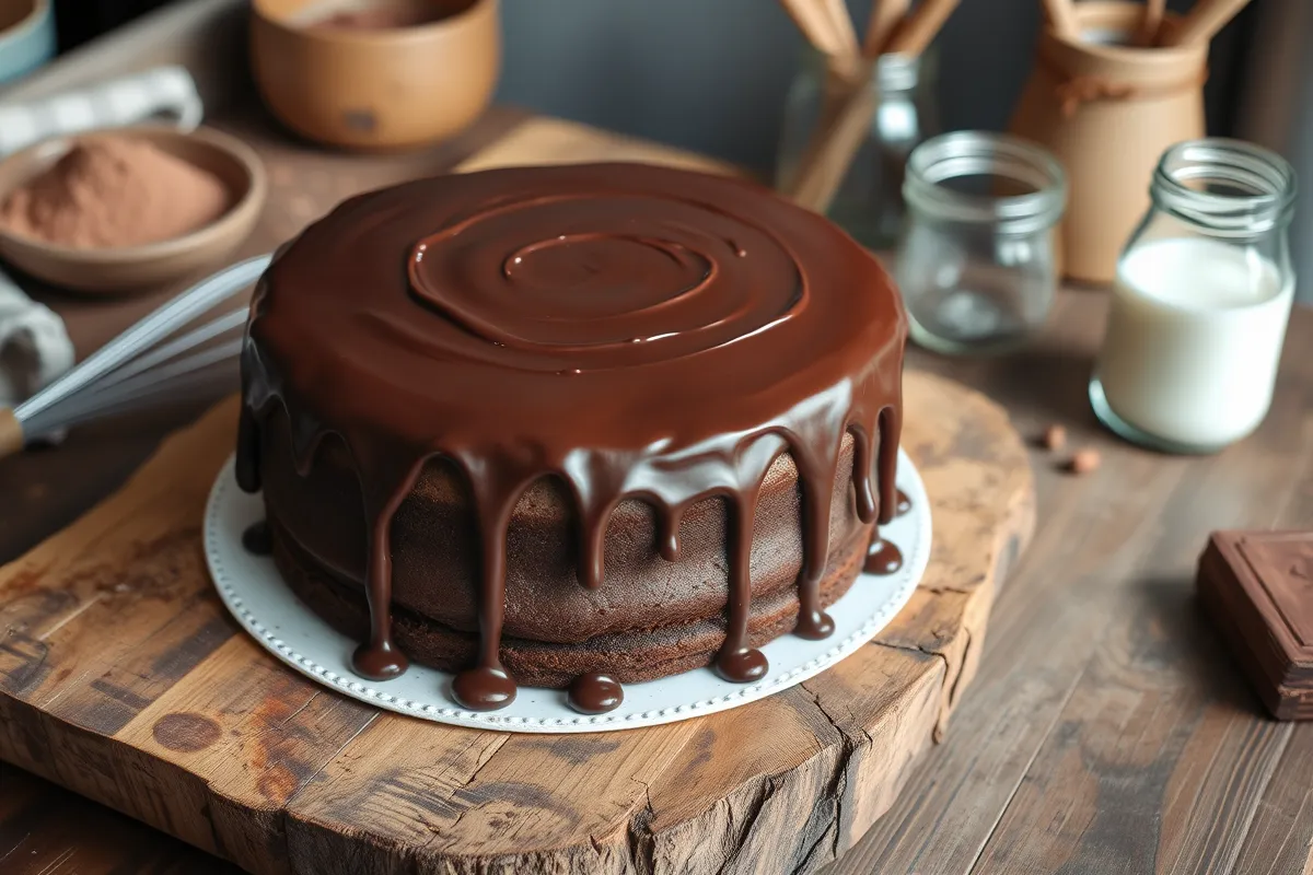 Perfectly baked eggless chocolate cake with chocolate frosting