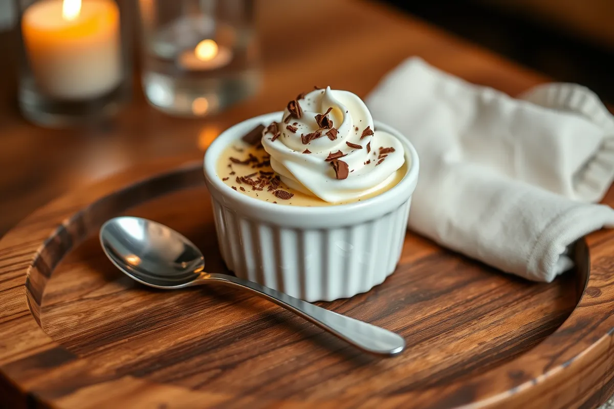 Pot de Crème with Whipped Cream and Chocolate Shavings